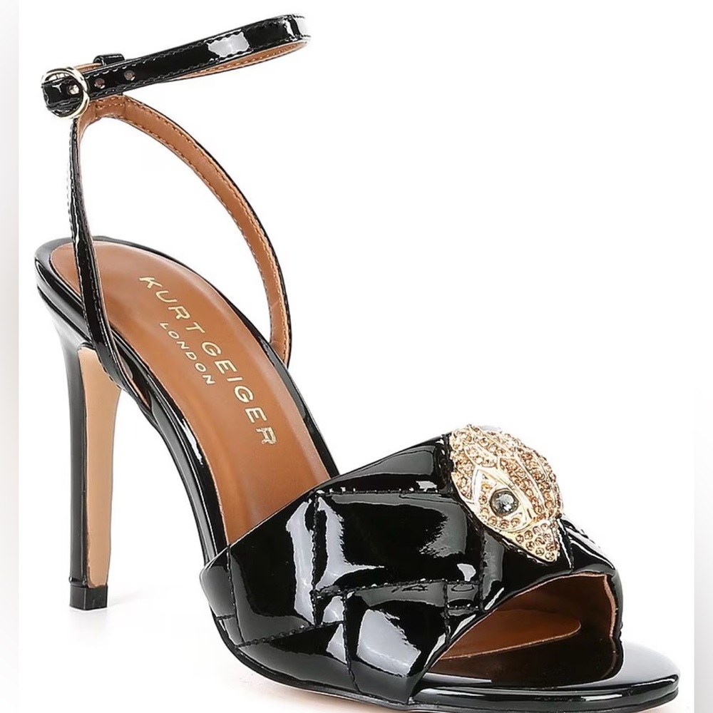 Kurt Geiger London Kensington Sandal Black Patent EU 38.5 (US Women's 8) M